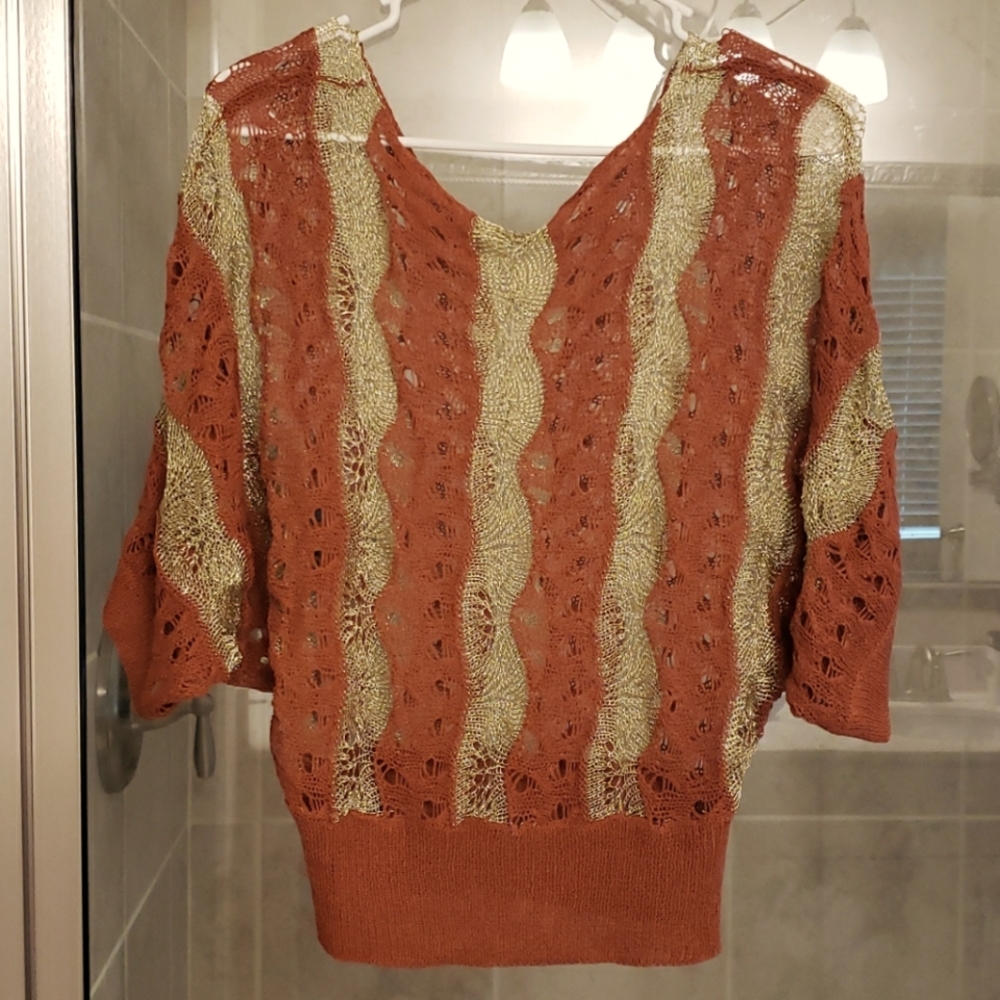 Lace metallic sweater